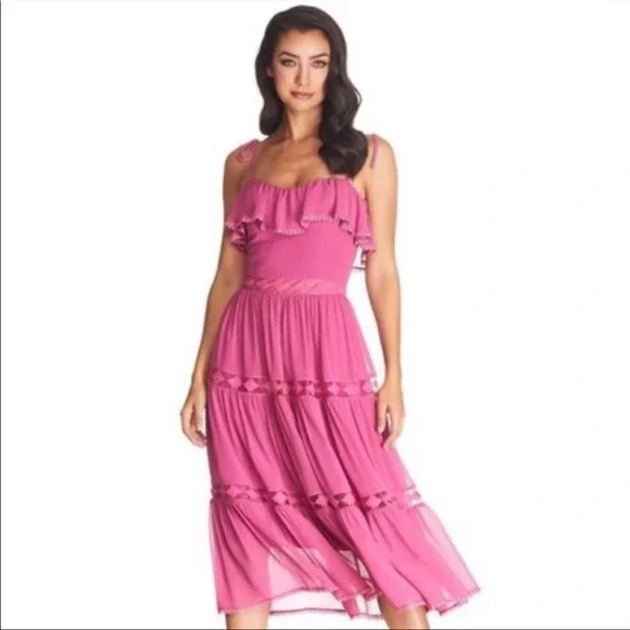 NEW Dress the Population Dream midi tiered dress - Picture 1 of 10